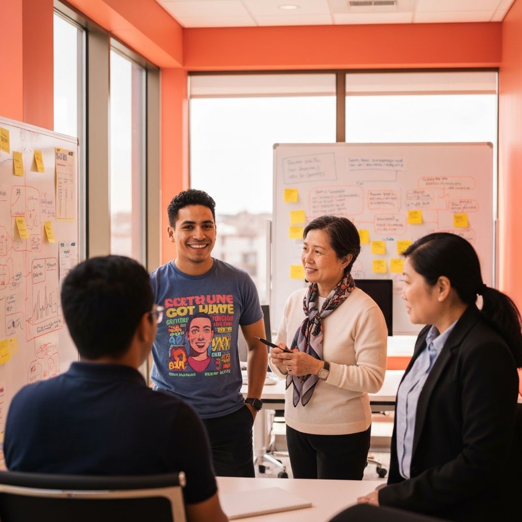 Equipa diversa de clínicos e engenheiros de dados a colaborar